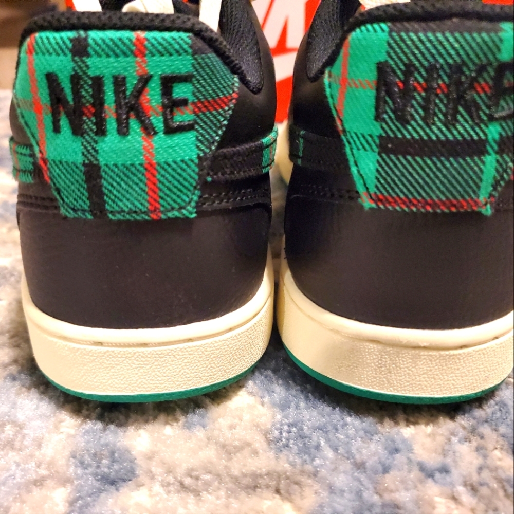 Nike Court Vision Low Black With Green Plaid Swoosh Model FD0321 010 - Picture 3 of 8